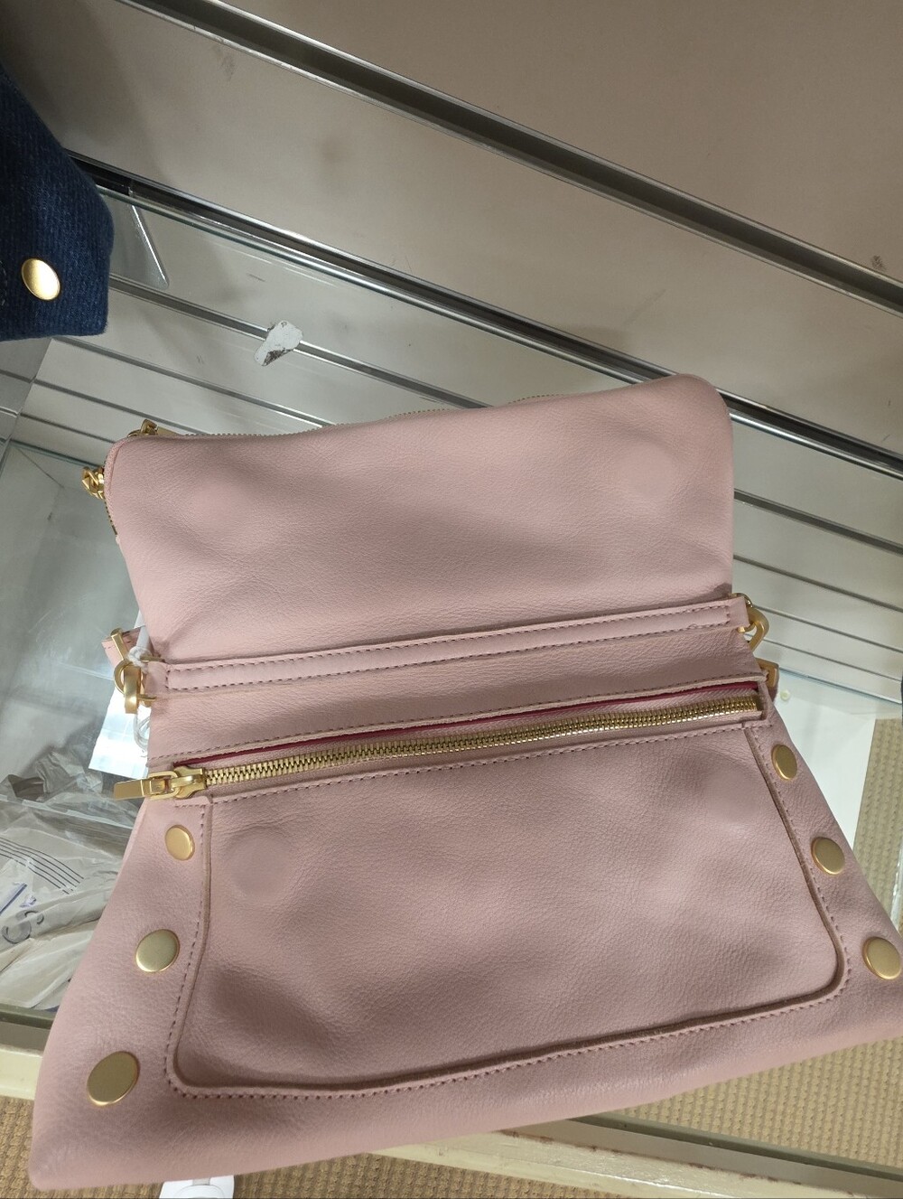 Hammitt Flamingo Leather Shoulder Bag with Gold Studs - Picture 9 of 10
